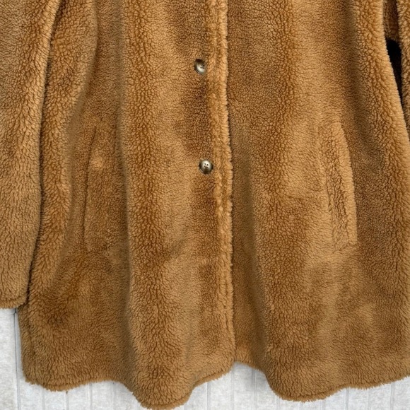 GAP Sherpa Teddy Coat XL Camel Brown Womens - Picture 6 of 12